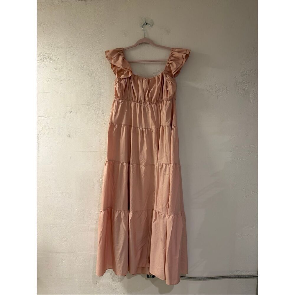 Vici Tru Tiered Ruffle Maxi Dress in Light Peach Large - Picture 3 of 9